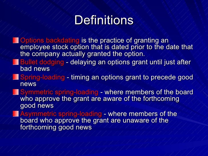 Brocade communications options backdating